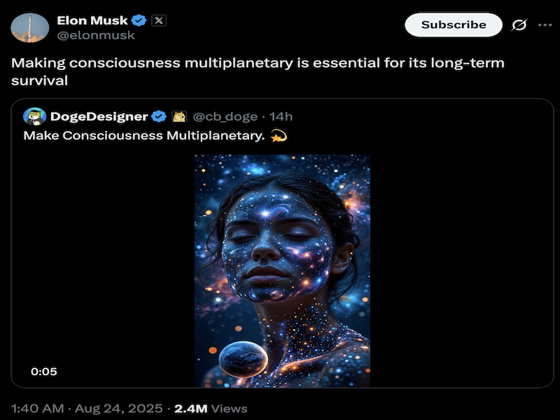 A post Elon Musk made on X today.